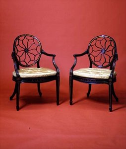 George III ebonisierte und vergoldete Sessel im Stil von Chippendale, spätes 18. Jahrhundert von English School