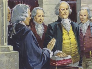 George Washington wird als erster Präsident Amerikas in New York vereidigt
