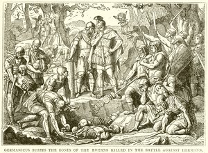 Germanicus begräbt die Gebeine der in der Schlacht gegen Hermann getöteten Römer