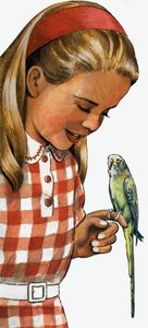 Mädchen mit Wellensittich