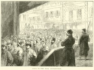 Auf dem Weg zur Essensverteilung, März 1871 von English School