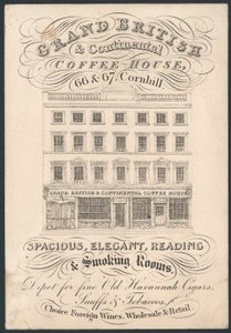 Grand British and Continental Coffee House, 66 und 67 Cornhill, Visitenkarte von English School