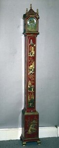 Großmutteruhr, verziert mit vergoldeter Chinoiserie, gewölbter Haube und Messingzifferblatt von Samuel Short