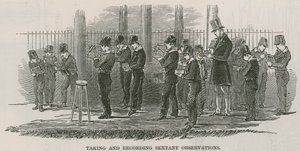 Greenwich Royal Hospital Schulen; Sextant-Beobachtungen aufnehmen und aufzeichnen