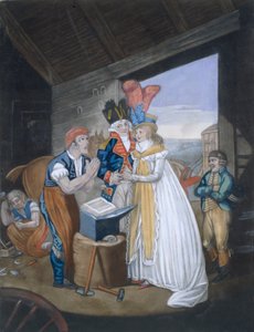 Gretna Green oder die heiße Hochzeit, veröffentlicht von Aurrie & Whittle, 1794 von English School