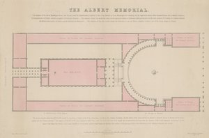 Grundriss des Albert Memorial, wie bei Burlington House vorgeschlagen von English School