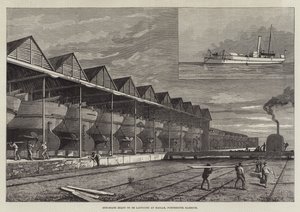 Kanonenboote bereit zum Stapellauf in Haslar, Portsmouth Harbour (Gravur)