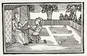 Guy umwirbt Fair Phillis, Illustration aus Chap-books des achtzehnten Jahrhunderts von John Ashton, veröffentlicht 1882