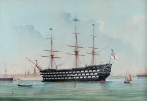 HMS Victory im Hafen von Portsmouth, ca. 1860
