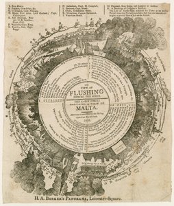 H. A. Barkers Ansicht von Flushing während der Belagerung von Malta, 1810, Panorama, Leicester Square, London von English School