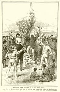H. M. Chester, Magistrat von Queensland beim Hissen der britischen Flagge in Neuguinea, März 1883