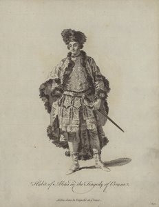 Kostüm von Aletes in der Tragödie von Creusa (Stich) von English School