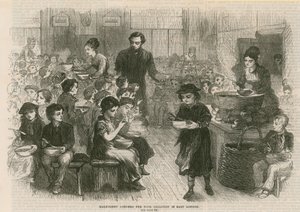 Halbpenny-Mahlzeiten für arme Kinder in Ost-London von English School