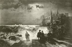 Hamlet und der Geist seines Vaters (Gravur) von English School
