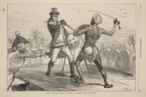 Nahkampf zwischen Mr. Shore und dem Goojur, Illustration aus Cassells Illustrierter Geschichte Englands von English School