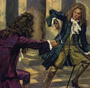 Händel und ein Komponist und Sänger namens Mattheson kämpften ein Duell mit Schwertern