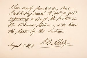 Handschrift und Unterschrift von Percy Bysshe Shelley, 1819 von English School