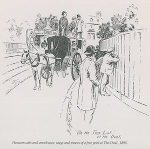 Hansom-Kutschen und Omnibusse - Wege und Mittel für einen freien Blick auf The Oval, 1895 von English School
