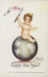 Neujahrskarte, 1914 von English School