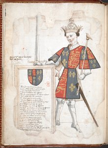 Ein englischer König in Rüstung und Wappenrock (Henry V) aus 