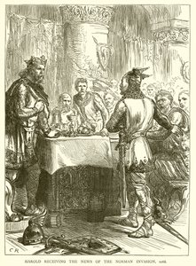 Harold erhält die Nachricht von der normannischen Invasion, 1066 von English School