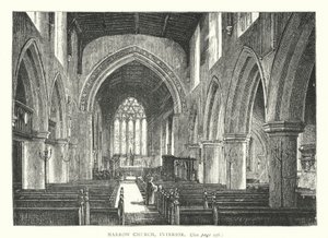 Harrow Kirche, Innenansicht (Gravur) von English School