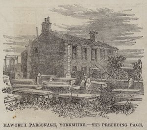 Haworth-Pfarrhaus, Yorkshire (Gravur) von English School