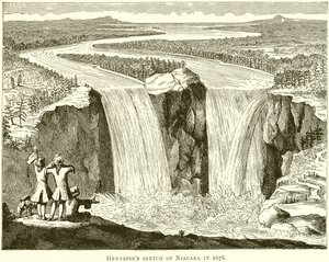 Hennepins Skizze von Niagara im Jahr 1678 von English School