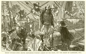 Henry Hudson (der Arktisforscher) wird von seiner Crew vor der Küste von Labrador ausgesetzt, 1611