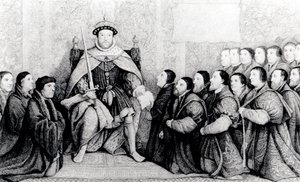 Heinrich VIII. verleiht den Barbierchirurgen die Charta von English School