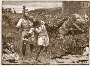 Heldentum von St. Clair bei der Belagerung von Bridgnorth Castle, Illustration aus Cassells Illustrierter Geschichte Englands