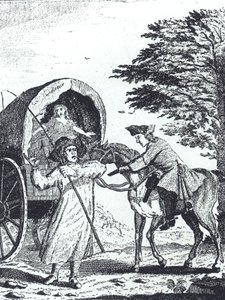 Straßenräuber John Cottington beraubt einen Armeewagen auf dem Shotover Hill (Stich)