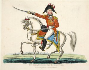 Seine Königliche Hoheit, der Herzog von York, veröffentlicht von Richard Evans, graviert von Romney, Illustration aus An Historical Account of the Battle of Waterloo von William Mudford, 1816