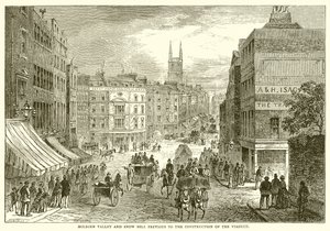 Holborn Valley und Snow Hill vor dem Bau des Viadukts
