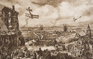 Abwehr eines deutschen Angriffs, Armentieres, Belgien, Illustration aus 