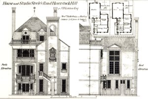Haus und Studio, Steeles Road, Haverstock Hill, aus The Building News, 9. Februar 1877