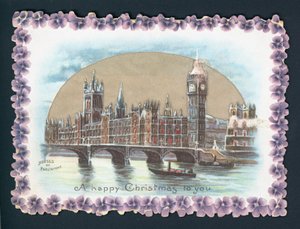 Houses of Parliament im Winter, Weihnachtskarte von English School