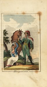 Ungarischer Husar mit Frau mit Schleier