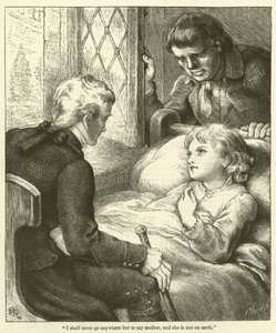 "Ich werde nirgendwo hingehen außer zu meiner Mutter, und sie ist nicht auf Erden" (Gravur)