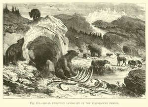 Ideale europäische Landschaft in der Pleistozän-Periode von English School