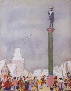 Illustration für Der glückliche Prinz von Oscar Wilde (Farblithographie) von English School