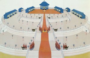 Kaiserliche Verehrung von Shangti auf dem Altar des Himmels in Peking, Illustration aus The Middle Kingdom von Samuel Wells Williams, 1883