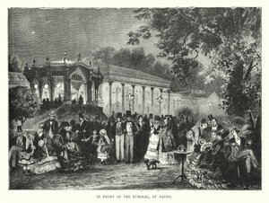 Vor dem Kursaal, in Baden (Gravur) von English School