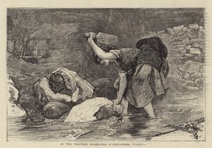Im westlichen Hochland, eine Connemara-Wäsche (Gravur) von English School