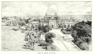 Indien: Grab von Akbar, Sikandra (Gravur)