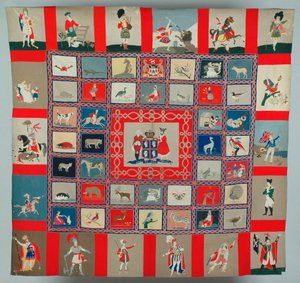 Intarsien-Patchwork-Wandbehang, ca. 1835 (Wolle & Seide)