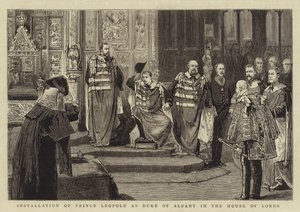 Einsetzung von Prinz Leopold als Herzog von Albany im House of Lords von English School