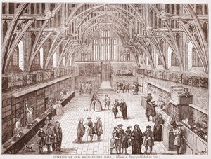 Innenansicht der alten Westminster Hall, nach einem Druck von 1797