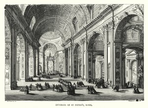 Innenraum von St. Peter, Rom (Gravur) von English School