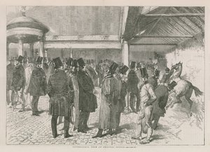 Innenansicht des Auktionshauses Tattersalls (Gravur) von English School